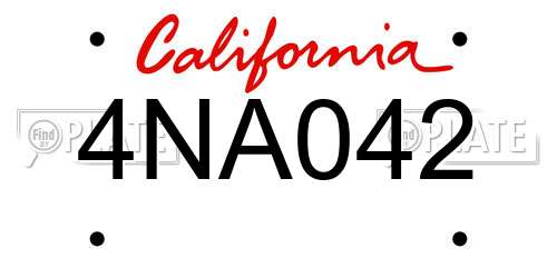 4NA042 California License Plate