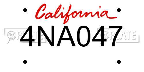 4NA047 California License Plate