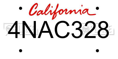 4NAC328 California License Plate