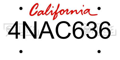 4NAC636 California License Plate