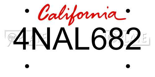 4NAL682 California License Plate