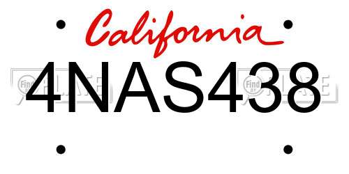 4NAS438 California License Plate