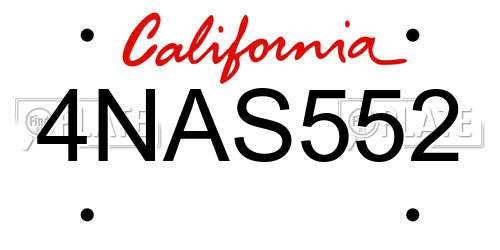 4NAS552 California License Plate