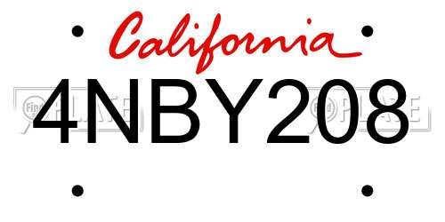 4NBY208 California License Plate