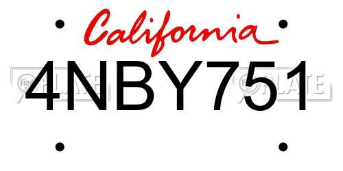 4NBY751 California License Plate