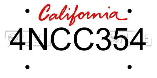 4NCC354 California License Plate