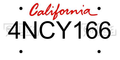 4NCY166 California License Plate