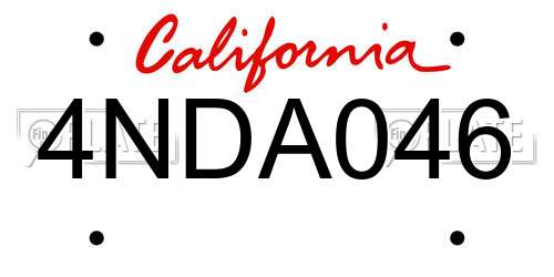 4NDA046 California License Plate