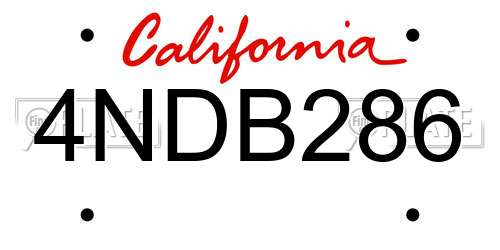 4NDB286 California License Plate