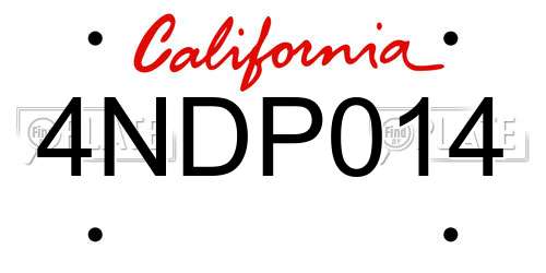 4NDP014 California License Plate