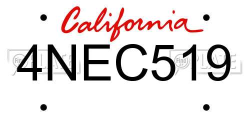 4NEC519 California License Plate