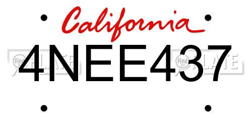 4NEE437 California License Plate