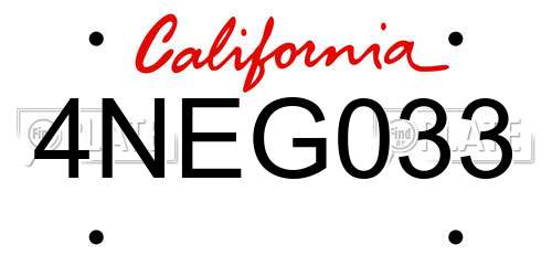 4NEG033 California License Plate