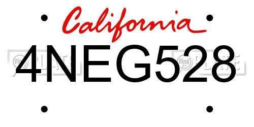 4NEG528 California License Plate
