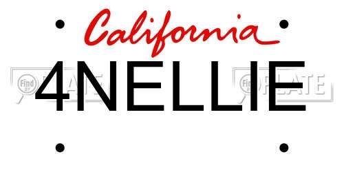 4NELLIE California License Plate