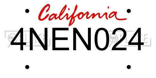4NEN024 California License Plate