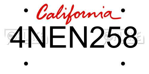 4NEN258 California License Plate