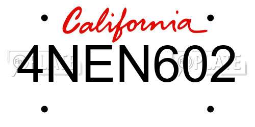 4NEN602 California License Plate