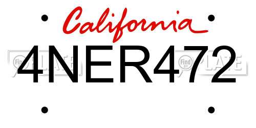 4NER472 California License Plate