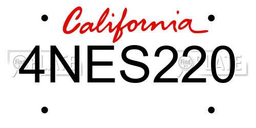 4NES220 California License Plate