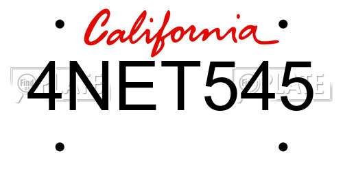 4NET545 California License Plate