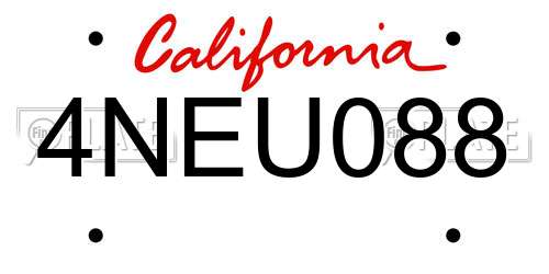 4NEU088 California License Plate