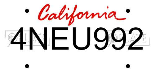 4NEU992 California License Plate