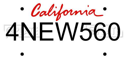 4NEW560 California License Plate