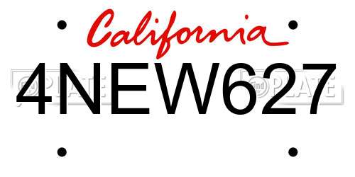 4NEW627 California License Plate