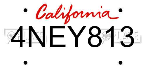 4NEY813 California License Plate