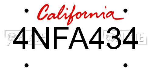 4NFA434 California License Plate