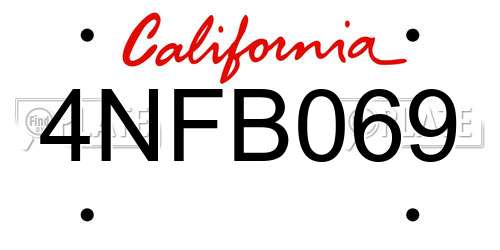 4NFB069 California License Plate