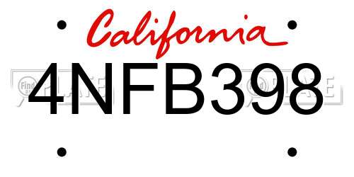 4NFB398 California License Plate