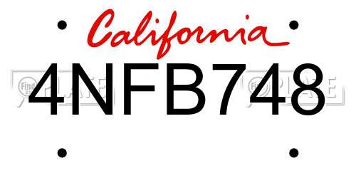 4NFB748 California License Plate