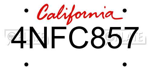 4NFC857 California License Plate