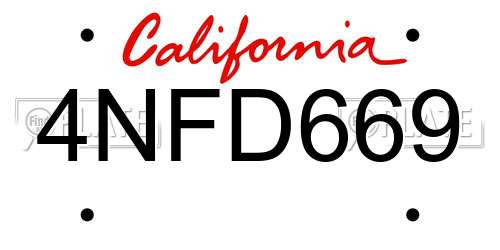 4NFD669 California License Plate