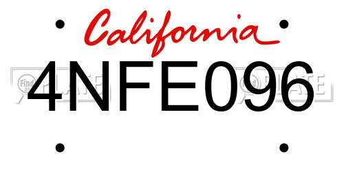 4NFE096 California License Plate