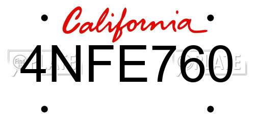 4NFE760 California License Plate