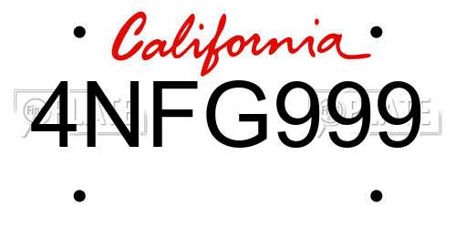 4NFG999 California License Plate
