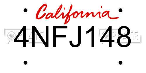 4NFJ148 California License Plate