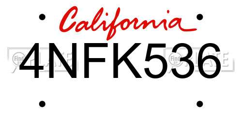 4NFK536 California License Plate