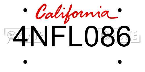 4NFL086 California License Plate