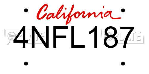 4NFL187 California License Plate