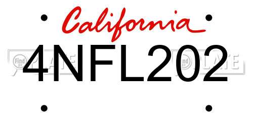 4NFL202 California License Plate