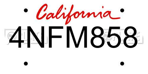 4NFM858 California License Plate