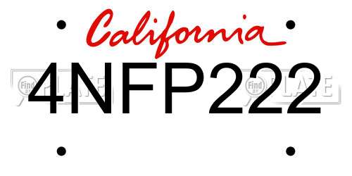 4NFP222 California License Plate