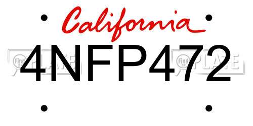 4NFP472 California License Plate