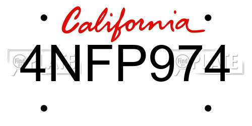 4NFP974 California License Plate