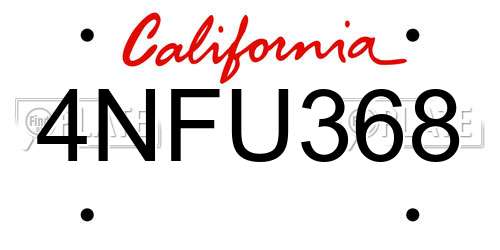 4NFU368 California License Plate