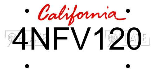 4NFV120 California License Plate